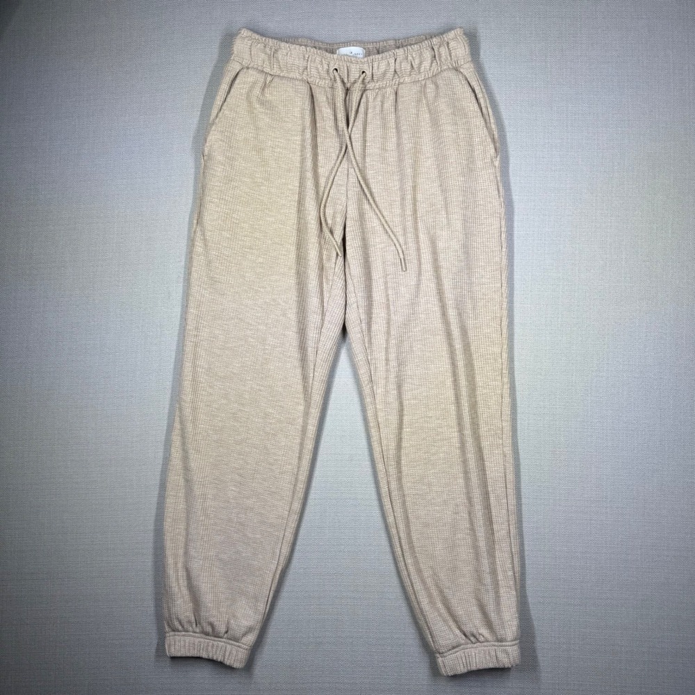 Lou & Grey Womens Waffle Knit Joggers Lounge Pants Beige Tan Size Small